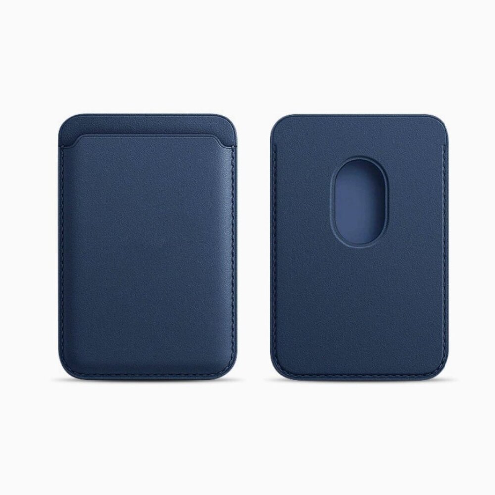 Strong Magnetic MagSafe PU Leather Wallet Card Holder for iPhone Deep Blue